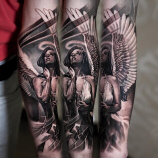 black-and-grey-angel-tattoo