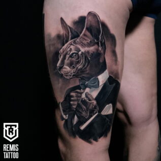black-and-grey-cat-tattoo